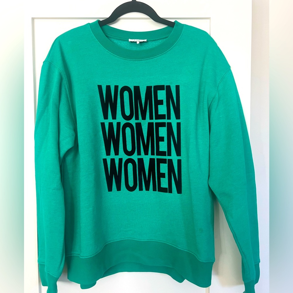 Sandro Green Sweatshirt with Blue Felt Graphics